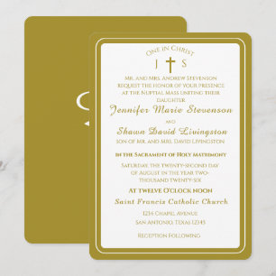 Zeitlose katholische monogrammierte Hochzeitseinla Einladung