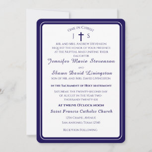 Zeitlose katholische monogrammierte Hochzeitseinla Einladung