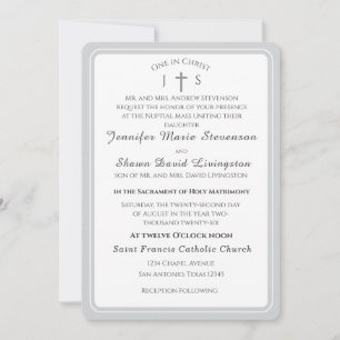 Zeitlose katholische monogrammierte Hochzeitseinla Einladung