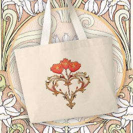 Zeitlose künstlerische Art Nouveau Blumendesign Jumbo Stoffbeutel