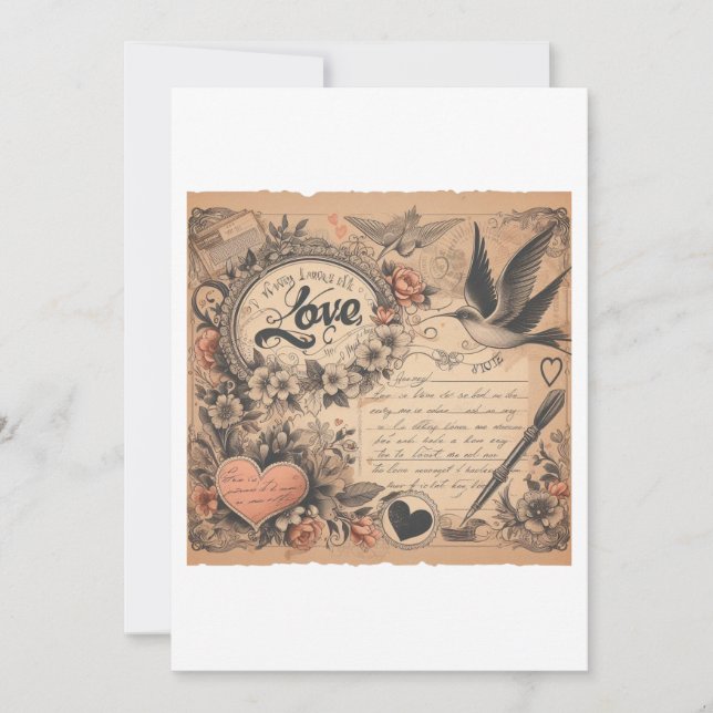 🖋️ ❤️ Zeitlose Liebe Schreiben 📜 💘 Feiertagskarte (Vorderseite)