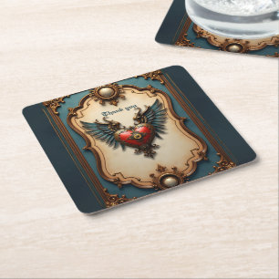 Zeitlose Liebe, surrealer Eleganz im Steampunk-Sti Rechteckiger Pappuntersetzer
