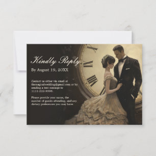 Zeitlose Liebe Vintage-Themen-Hochzeit RSVP Karte