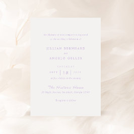 Zeitlose Lilac Classic Hochzeit Einladung