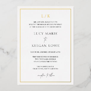 Zeitlose Mongram Elegant Wedding Folieneinladung