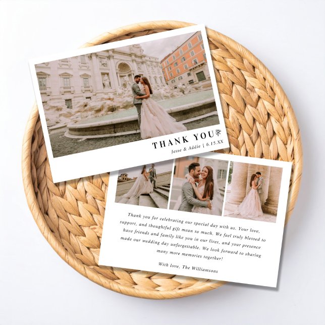 Zeitlose monochrome Hochzeits-Dankeskarten Dankeskarte (Von Creator hochgeladen)