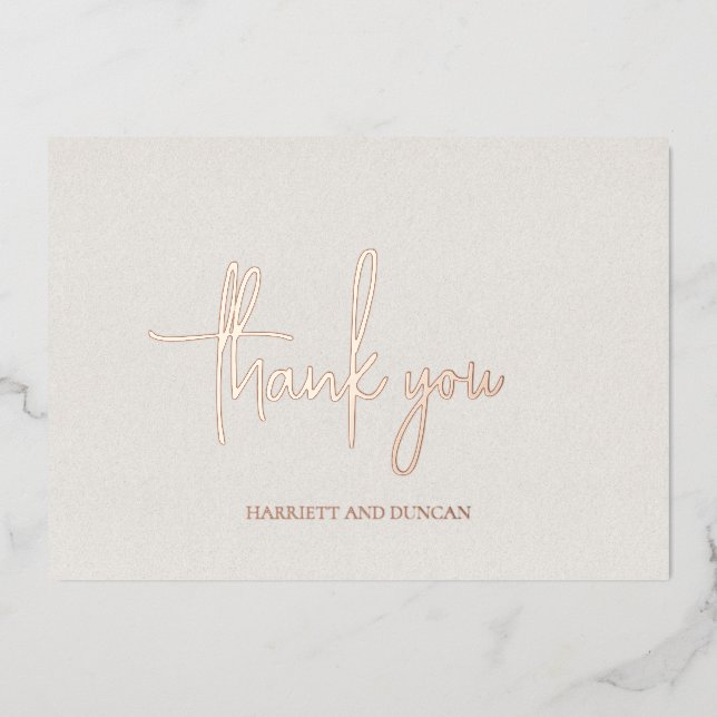 Zeitlose neutrale Beige Elegant Hochzeit Vielen Da Folieneinladung (Vorderseite)