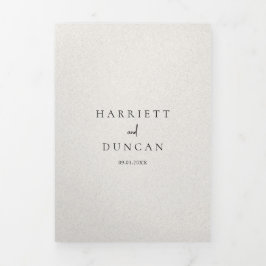 Zeitlose neutrale Beige Elegante Hochzeit Dreifach Gefaltete Einladung