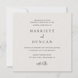 Zeitlose neutrale Beige Elegante Hochzeit Einladung