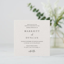 Zeitlose neutrale Beige Elegante Hochzeit Einladung