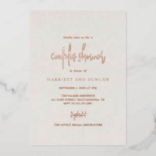 Zeitlose neutrale Beige Elegante Hochzeit Folieneinladung