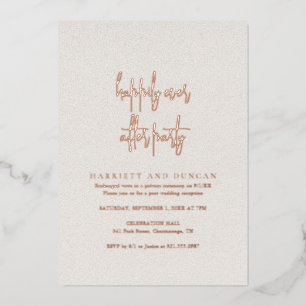 Zeitlose neutrale beige elegante Hochzeitsfeier Folieneinladung