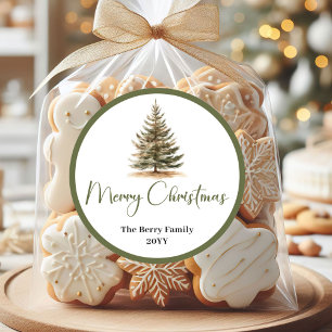 Zeitlose neutrale Weihnachten Personalisierte Fami Runder Aufkleber