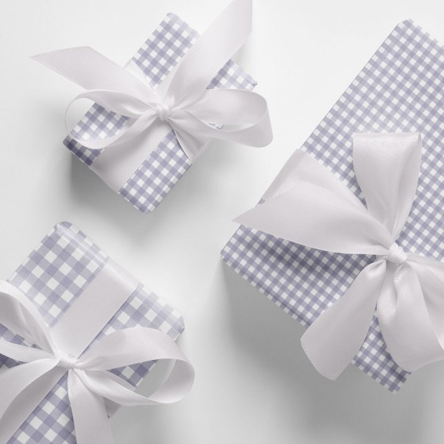 Zeitlose Pastel Lavender Gingham Karo Pattern Geschenkpapier Set (Classic, elegant lavender gingham checks wrapping paper for baby showers, Easter or birthdays.)