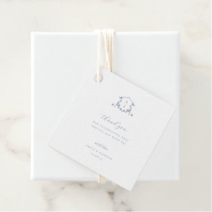 Zeitlose Reben Dusty Blue Wappen Wedding Monogram Geschenkanhänger