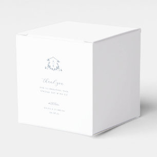 Zeitlose Reben Dusty Blue Wappen Wedding Monogram Geschenkschachtel