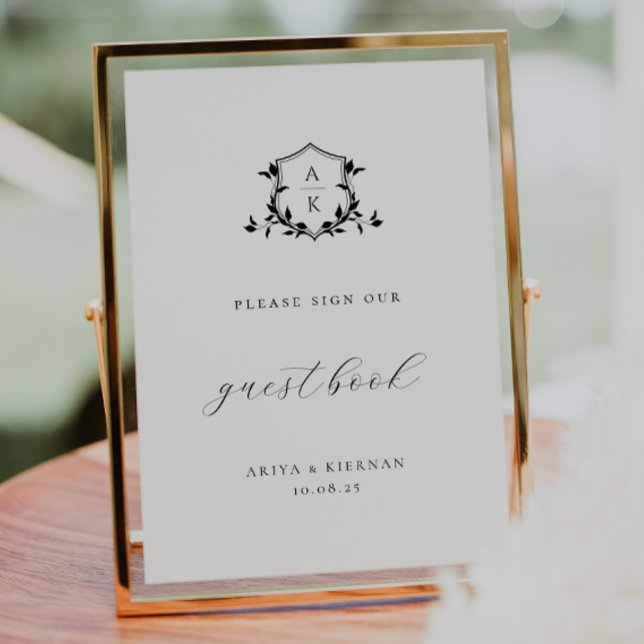 Zeitlose Reben Schwarzes Wappen Gästebuchsignatur Poster (Von Creator hochgeladen)