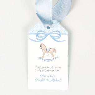 Zeitlose Rocking Horse Baby Shower Boy Fevor Tags Geschenkanhänger