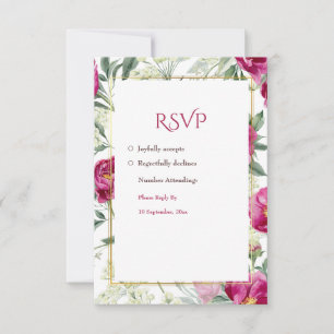 Zeitlose Romance Rosa Wasserfarbenhochzeit RSVP Karte