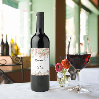 Zeitlose romanische Blumenzeremonie Weinetikett