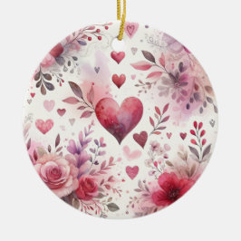 Zeitlose Romantik: Ein klassisches Valentinstag-Pa Keramik Ornament