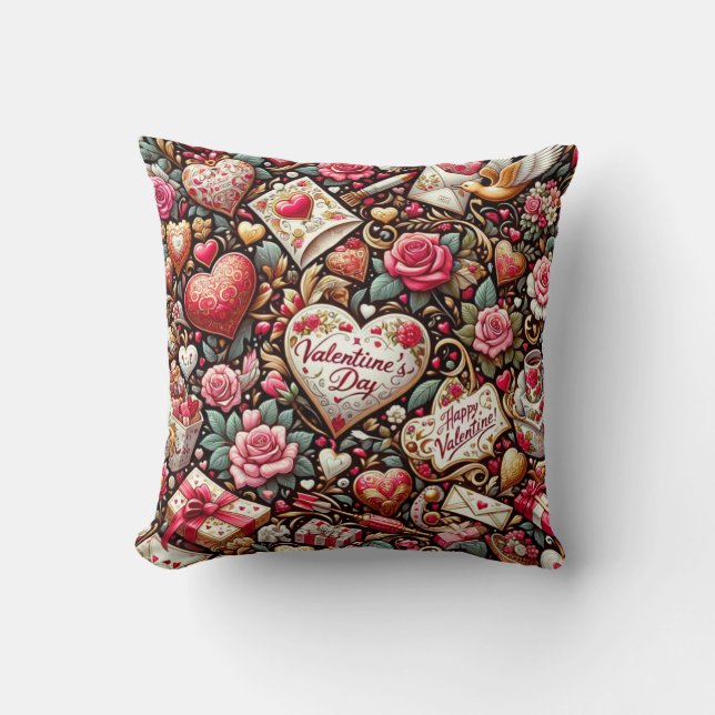 Zeitlose Romantik: Ein klassisches Valentinstag-Pa Kissen (Vorderseite)