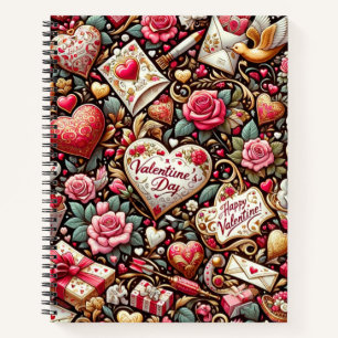 Zeitlose Romantik: Ein klassisches Valentinstag-Pa Notizbuch
