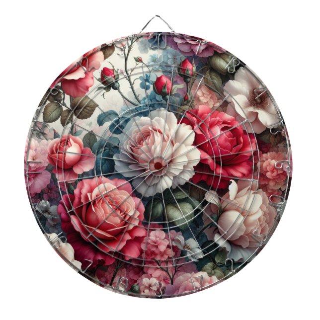 Zeitlose Rose Floraler Charme Dartscheibe (vorne)