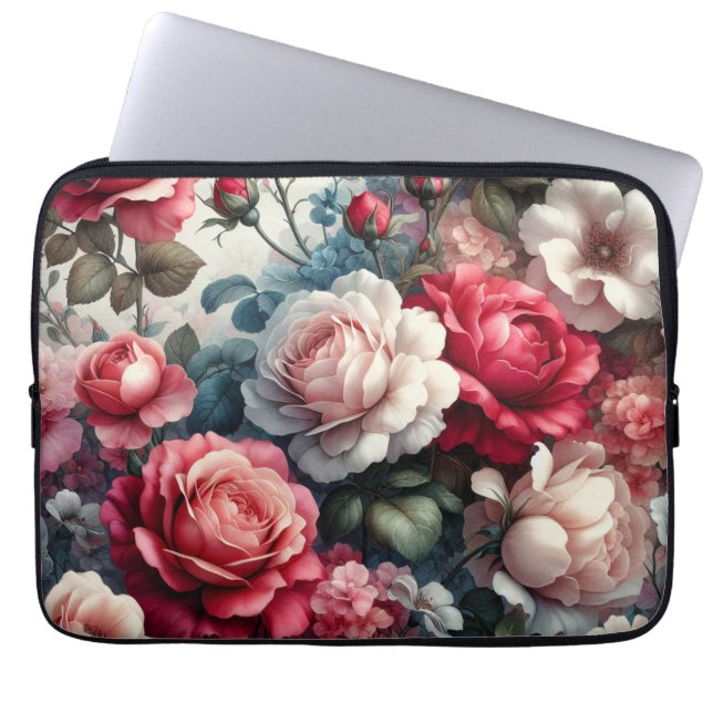 Zeitlose Rose Floraler Charme Laptopschutzhülle (Vorderseite)