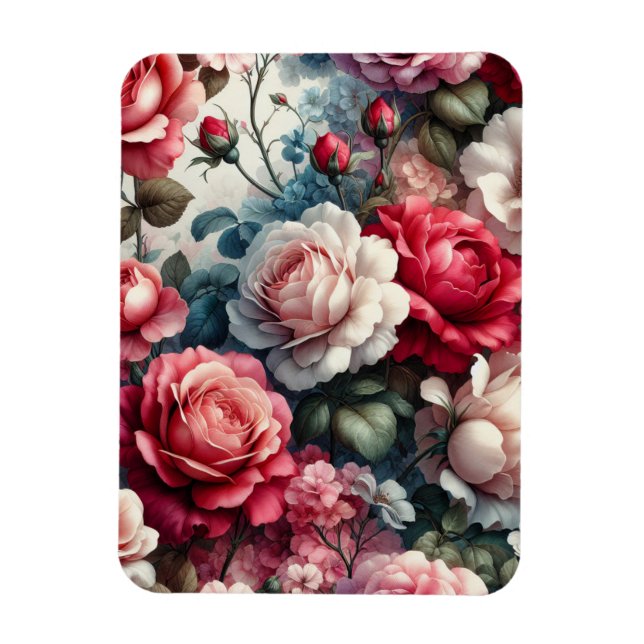 Zeitlose Rose Floraler Charme Magnet (Vertikal)
