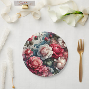 Zeitlose Rose Floraler Charme Pappteller