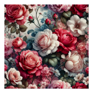 Zeitlose Rose Floraler Charme Poster