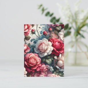 Zeitlose Rose Floraler Charme Postkarte