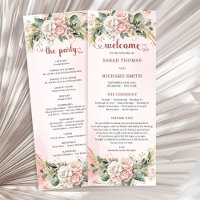 Zeitlose Rose-Gold-Blumen- und Grünzeug-Programmhe