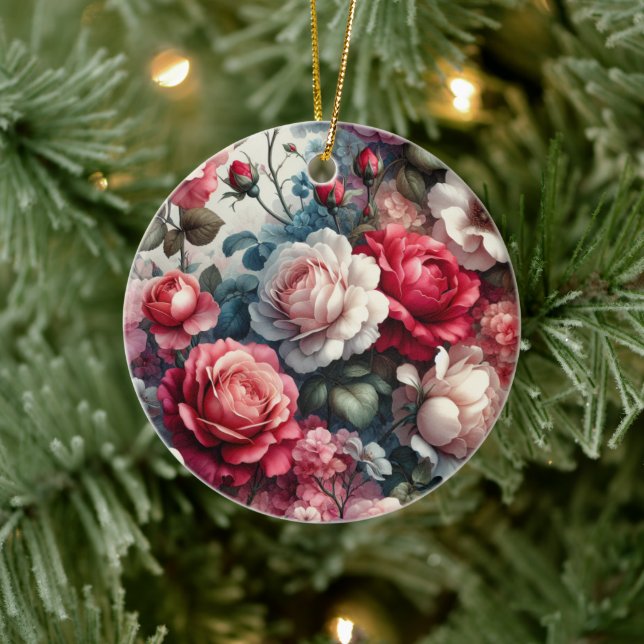 Zeitlose Rose Keramik Ornament (Baum)