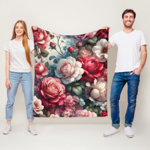 Zeitlose Rosen-Blumen-Charm Fleecedecke