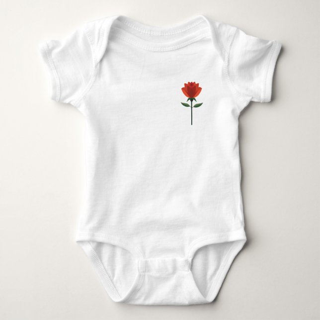 Zeitlose Rote Rose Baby Strampler (Vorderseite)