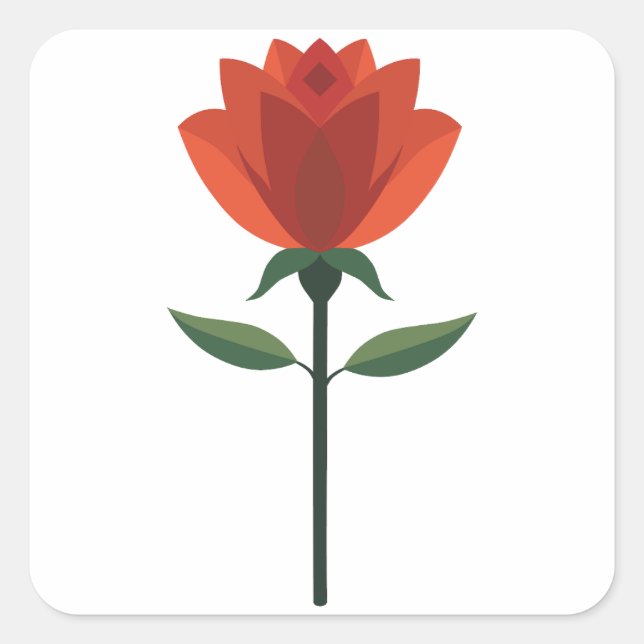Zeitlose Rote Rose Quadratischer Aufkleber (Vorderseite)