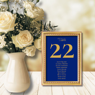 Zeitlose Royal Blue Gold Sitzplatzierung Tischnummer