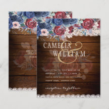 Zeitlose rustikale Blue Burgundy Blumenzange Hochz