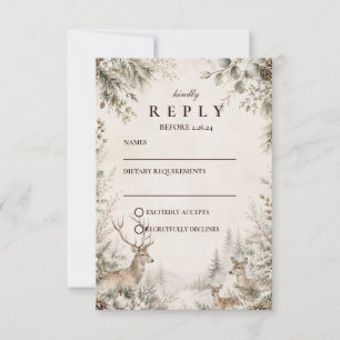 Zeitlose rustikale Winterhochzeit RSVP Karte