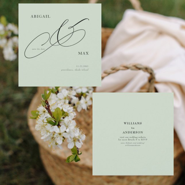 Zeitlose Sage Square Hochzeit Speichern Sie das Da Save The Date (Von Creator hochgeladen)