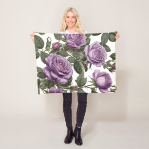 "Zeitlose Schönheit: Lila Vintage Rose der Provinz Fleecedecke