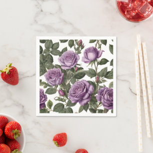 "Zeitlose Schönheit: Lila Vintage Rose der Provinz Serviette