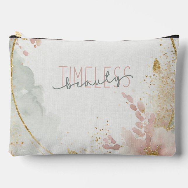 Zeitlose Schönheit - Zalara Luxe Tan & Gold Marmor Zubehörtasche (Vorderseite)