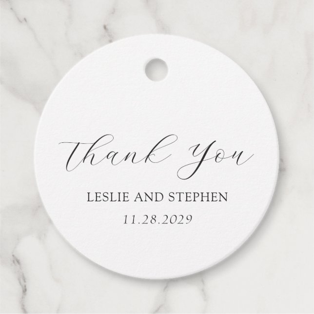 Zeitlose Schwarz-Weiß-Hochzeit Geschenkanhänger (Vorderseite)