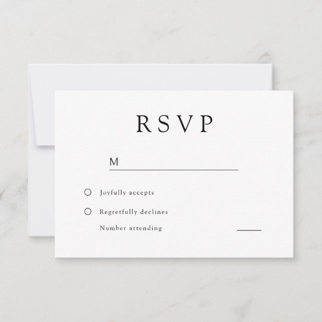 Zeitlose Schwarz-Weiß-Hochzeit RSVP Karte (Vorderseite)
