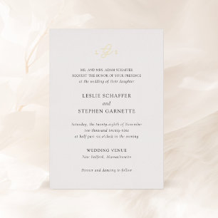 Zeitlose Schwarz-Weiß-Monogramm-Elegante Hochzeit Folieneinladung