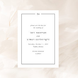 Zeitlose Schwarz-Weiß-Monogramm Moderne Hochzeit Save The Date