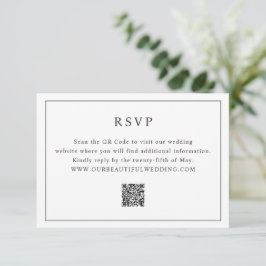 Zeitlose Schwarz-Weiß-QR-Code Elegante Hochzeit RSVP Karte